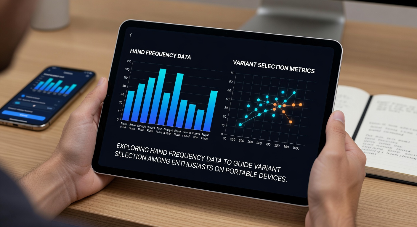 Mobile App-Oberfläche mit Handfrequenzdiagrammen für Draw-Poker-Varianten