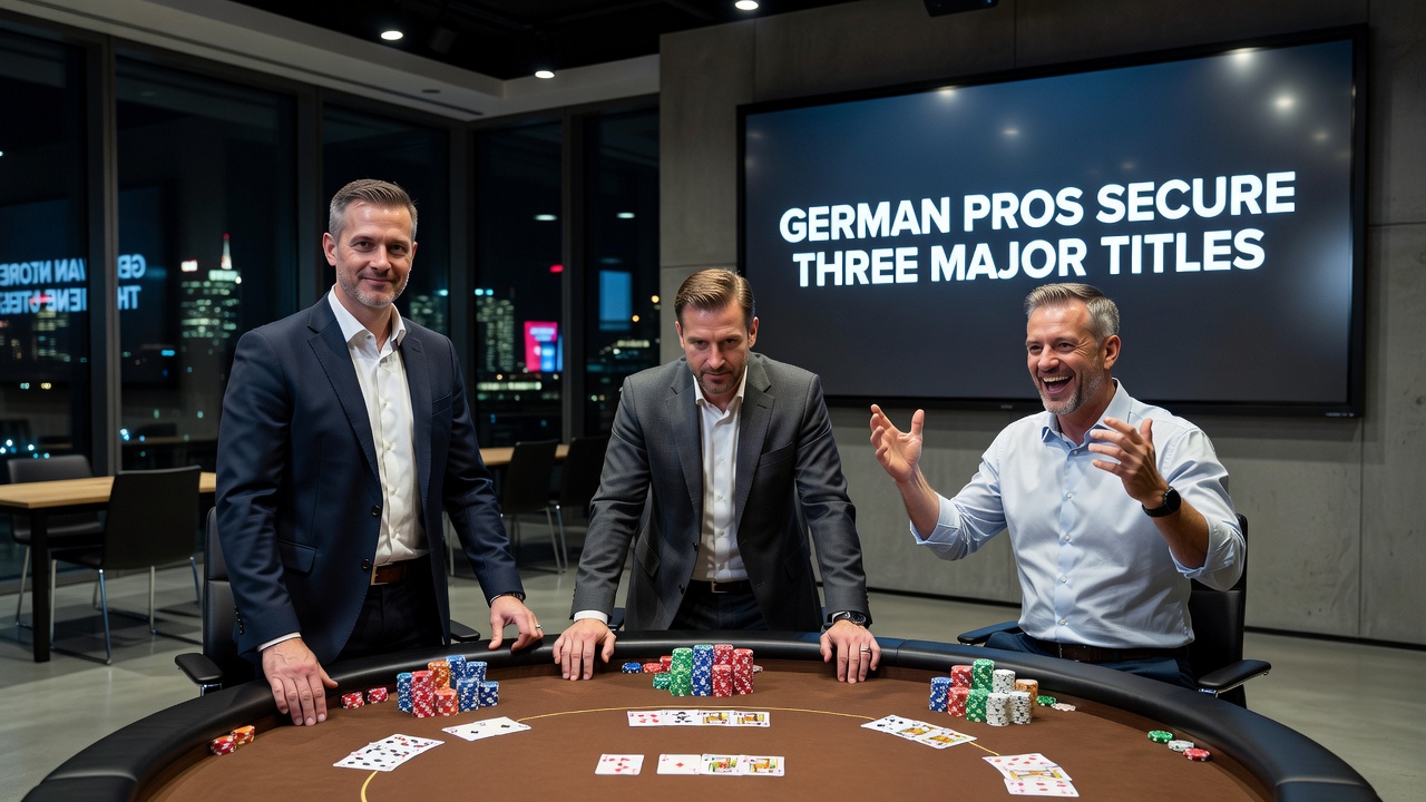 Online-Poker-Screen mit Fokus auf Turnierdetails und deutschen Spielern